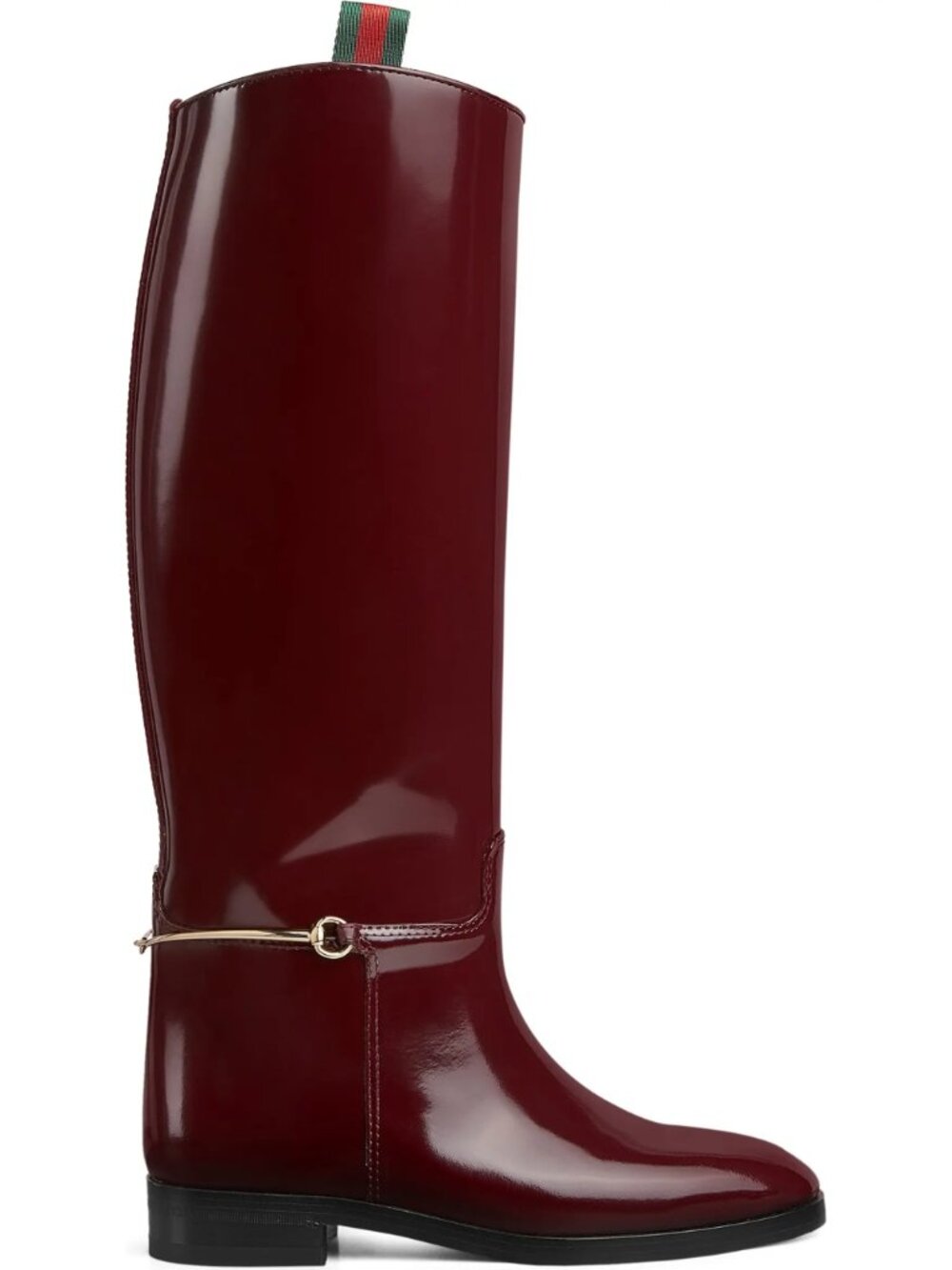 NWT Gucci Horsebit Patent Leather Knee High Boots Burgundy IT 38 US 8